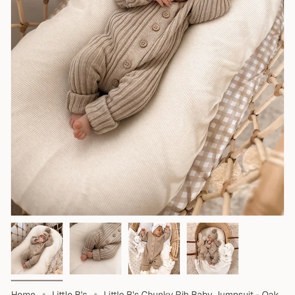 Little Bs Chunky Rib Baby Jumpsuit in Oak